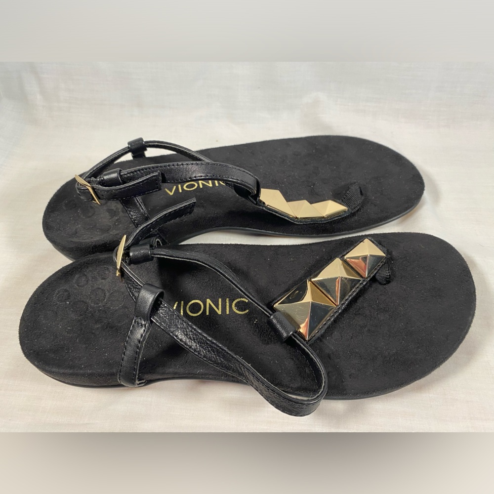 Vionic Nala T Strap Black Flip Flop Sandals‎ Women’s Size 7 - Picture 2 of 6